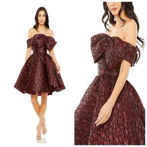 MacDuggal Off-Shoulder Red Dress